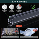 HASTHIP® Shower Door Seal, 6.6Ft Glass Shower Door Sweep for 3/8Inch Frameless Shower Door Side Seal U-Type Door Seal Strips Waterproof Door Sealing Jam Stop Leak