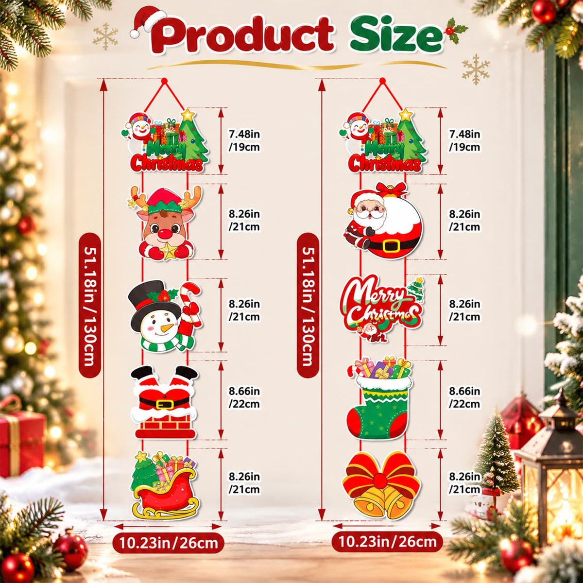 HASTHIP Christmas Hanging Banners with Santa and Penguin Designs, Lightweight Cardstock, Set of Two