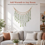 HASTHIP Boho Hanging Photo Display with Artificial Greenery, 20 Clips and Non-Marking Hooks