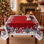 HASTHIP Christmas Tablecloth, 100D Polyester Snowman Pattern, 60 by 90 Inches, 6-Seater Fit
