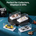 HASTHIP 4-Piece 1:64 Model Car Display Cases with Clear Acrylic Covers and White Bases