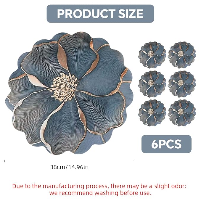 ZIBUYU® Blooming Petal Linen Placemats (Set of 6)