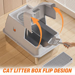 HASTHIP® Stainless Steel Cat Litter Box with Lid, XL Large Enclosed Metal Litter Box with Removable Lid &Scoop, Odor Free