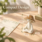 HASTHIP Meditation Mushroom Figurine in White Resin, Compact Yoga Pose Decor for Home and Terrariums