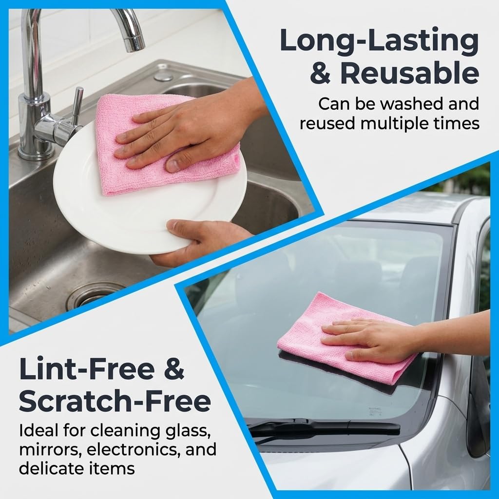 HASTHIP 20-Pack Microfiber Cleaning Cloth Roll, Reusable Tear-Away Towels, 25*25cm
