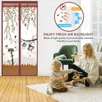 HASTHIP® Screen Door Mesh 39.37x 82.68 Inches Fashion Cartoon Mesh Screen Door Mosquito Proof Self Sealing Door Room Partition Screen Removable Hook and Loop Mesh Screen Door