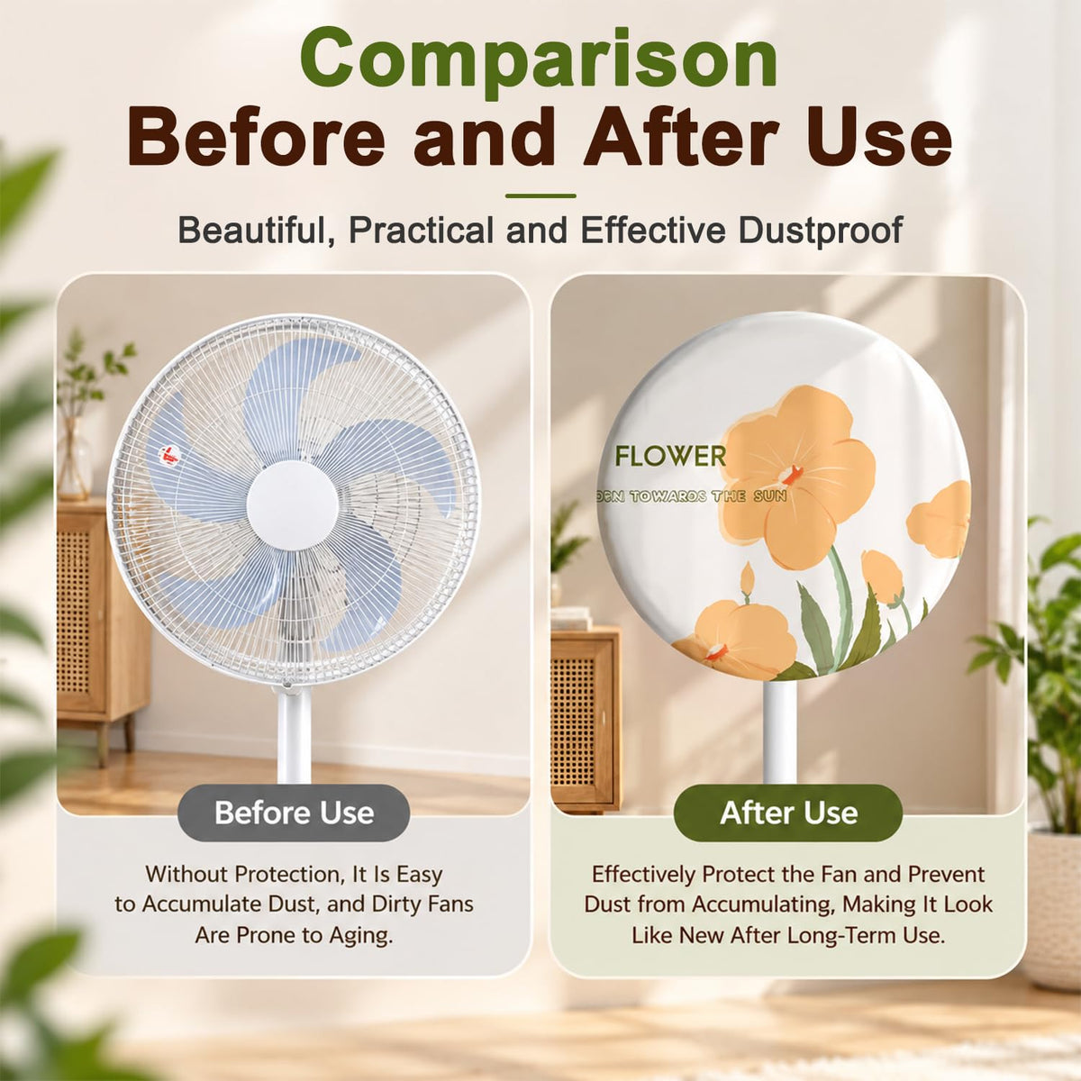 HASTHIP Washable Round Pedestal Fan Dust Cover, Stretch Polyester with Elastic Fit up to 45cm