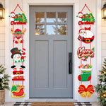HASTHIP Christmas Hanging Banners with Santa and Penguin Designs, Lightweight Cardstock, Set of Two