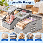 HASTHIP Stackable Baseball Hat Storage Box Set with Clear Windows, Dual Zippers and Side Handles