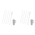HASTHIP® 4 Pack Reusable Food PE Straw Set Replacement Straws for 40 oz Simple Modern Tumbler with Handle Cleaning Brush Cup Accessories Frosted White 2 PCS