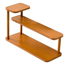 HASTHIP® 3 Tier Wooden Display Shelf, Rustic Spice Rack Organizer with Iron Legs, Multi-Level Figures & Perfume Stand, Tabletop Storage Rack for Kitchen, Bathroom, Home Décor 40cm-Brown-A