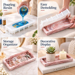 HASTHIP 31.4cm Rectangular Silicone Mould for Resin Art with Raised Edges for Trays and Home Decor