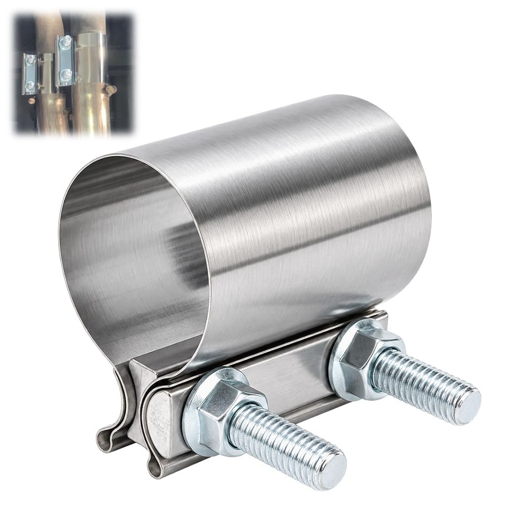 HASTHIP 2.0 Inch Stainless Steel Butt Joint Band Exhaust Clamp for Bolt-On Pipe Repairs