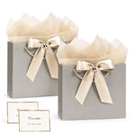 HASTHIP 2 Pack Medium Gift Bags with Tissue Paper, Ribbons and Greeting Cards for Celebrations