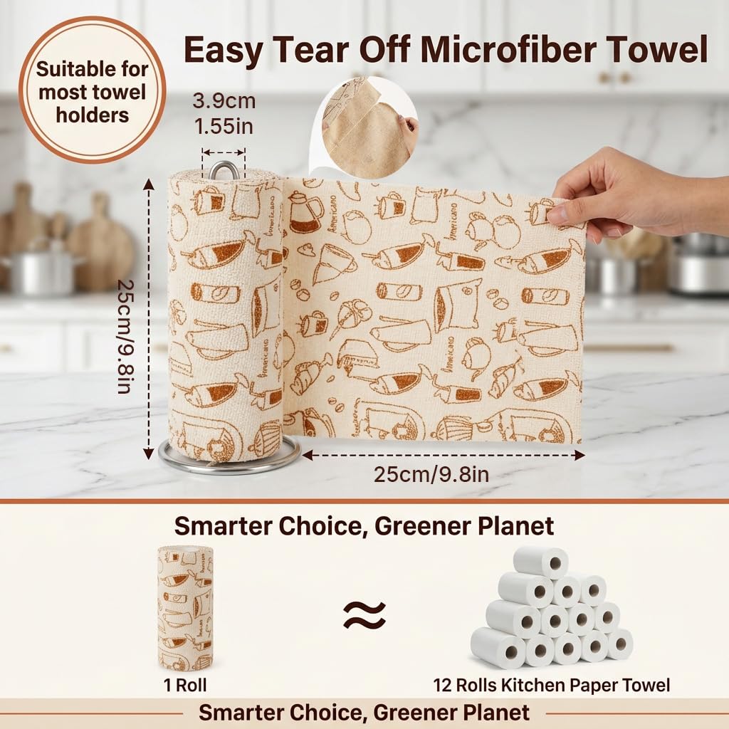 HASTHIP 20-Pack Microfiber Cleaning Cloths, Tear-Away Towels for Kitchen, Home and Car
