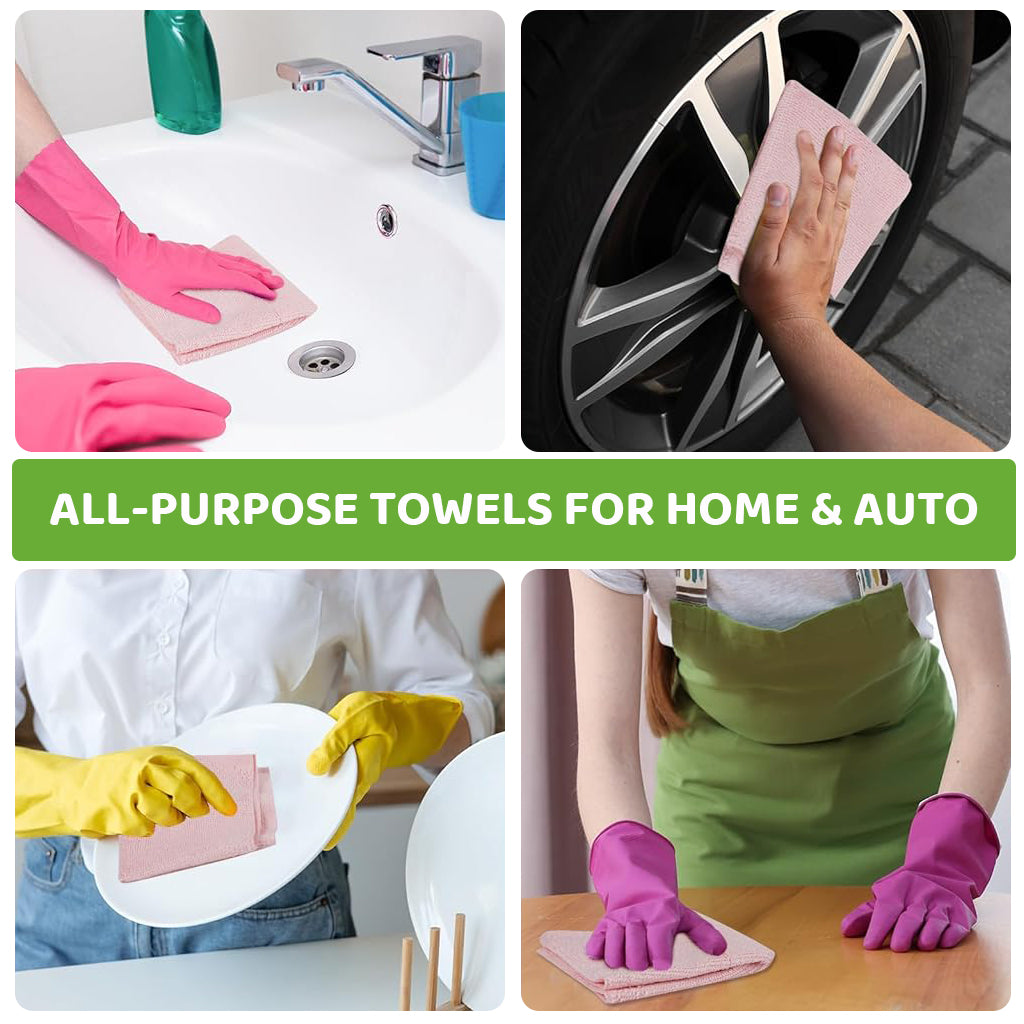 HASTHIP® Microfiber Cleaning Cloth Pre-Cut Tear Away Microfiber Cleaning Cloth Roll Cleaning Cloths and Wipes Dusting Cloth Highly Absorbent Reusable Multipurpose Cleaning Cloth Roll 25x25cm Pink