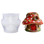 HASTHIP 3D Mushroom House Silicone Casting Mold for Resin, Clay, Wax and Fairy Garden Planters