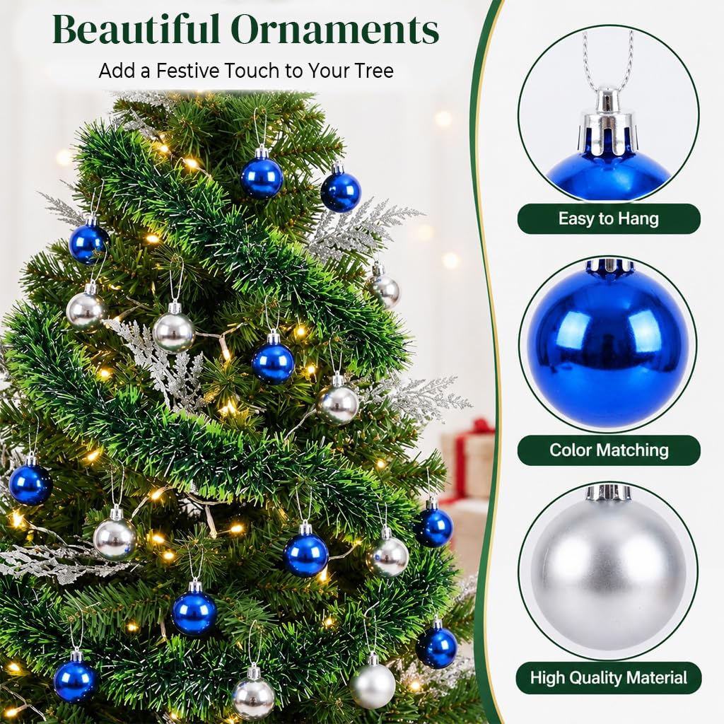 HASTHIP 17-Piece Christmas Ornament Set with Red and Green Glitter and Shatterproof Plastic