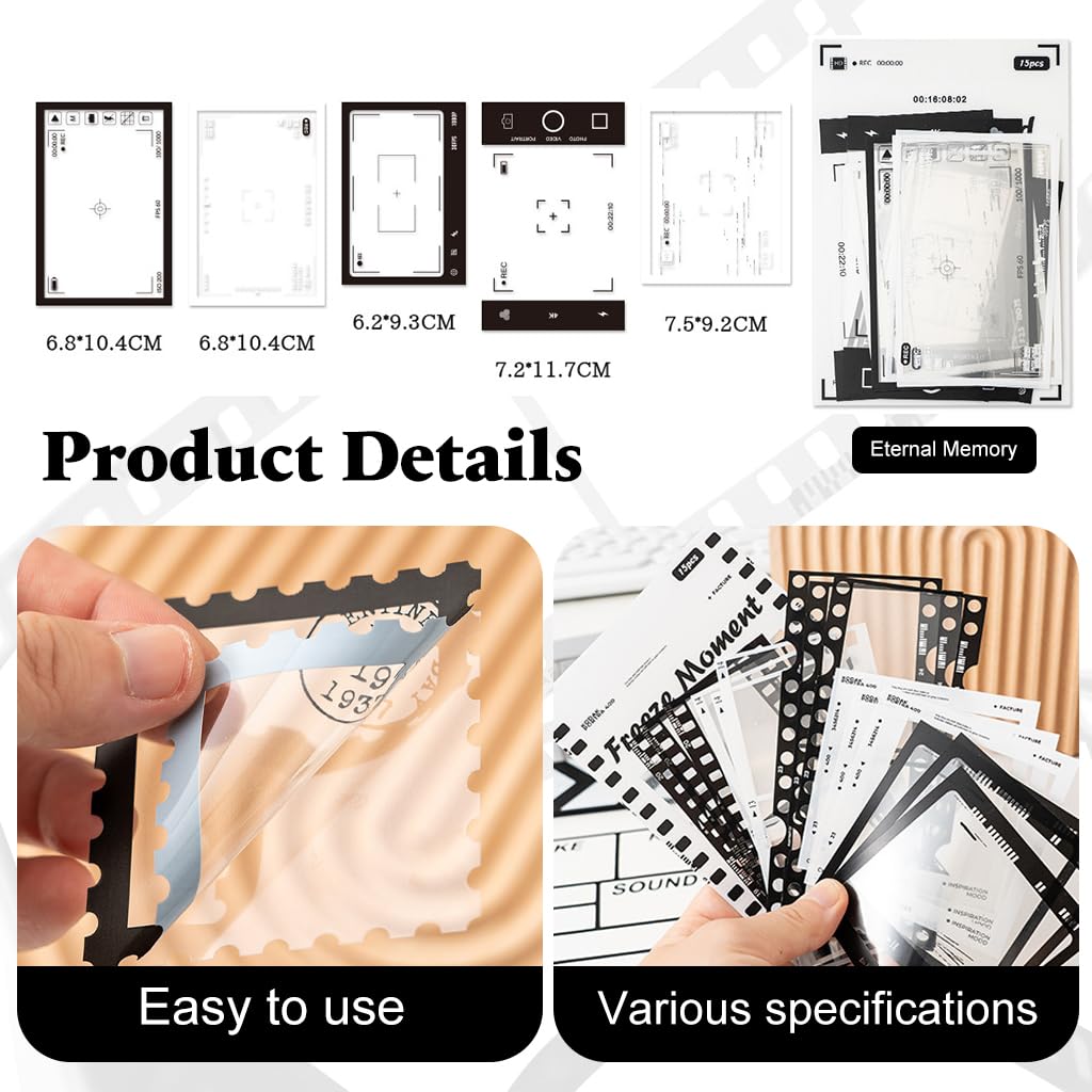 HASTHIP 4-Pack Vintage Film Strip Stickers for Scrapbooking, Journals and Creative Crafts