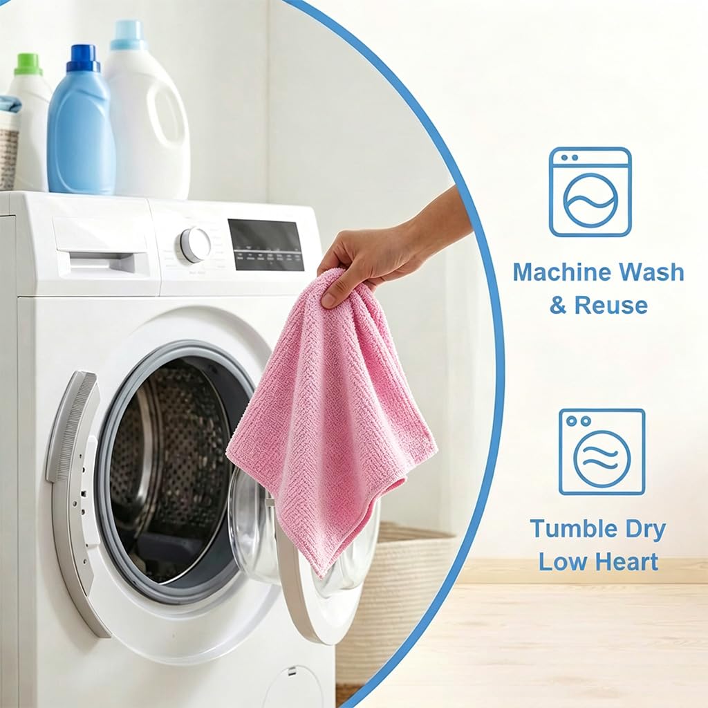 HASTHIP 20-Pack Microfiber Cleaning Cloth Roll, Reusable Tear-Away Towels, 25*25cm