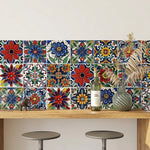 HASTHIP Peel and Stick Tile Decals, 30 Vinyl Stickers, 10 x 10 cm Mediterranean Floral Patterns