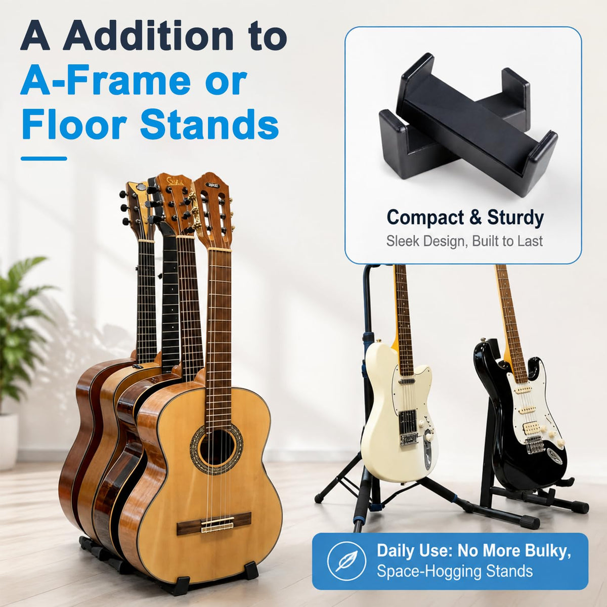 HASTHIP Clip-On Acoustic Guitar Stand with Non-Slip Silicone Grip, 102 mm Portable Mini Holder