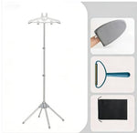 HASTHIP® Garment Steaming Stand-62.9 inch Adjustable Aluminum Alloy Steaming Rack with Hanger for Coat, Dress, Suit-Upgrade Folding 4-Leg Stand Base, Hands-Free Garment Support-Grey