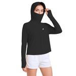 HASTHIP® Women's UPF 50+ Athletic Jacket Long Sleeve Lightweight Sunscreen Protective Clothing UV Sun Protection Full Zip Cooling Hoodie for Women for Outdoor Hiking, Black-2, L