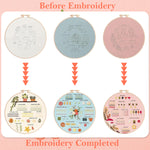 HASTHIP® 3 Sets DIY Embroidery Kit for Beginners Pre-Embroideried Stitch Practice Kit for Beginners Adults, Stitch Practice Kit, Includes Cloth with Pattern, Hoop, Colorful Threads and Scissors