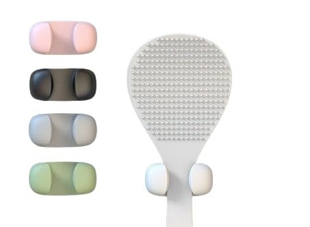 HASTHIP® Rice Paddle Holder - 3 pcs Stand Rest Self Adhesive Mount Spoon Holder Storage Organizer Clip Spoon Stand for Rice Spatul