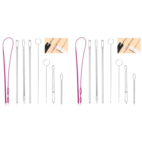 HASTHIP® 8 PCS Drawstring Threader Tool Set Stainless Steel Sewing Loop Turner Hooks with Latch for Turning Fabric Tubes Straps Belts Strips Easy Rope for Jackets Coats Pants