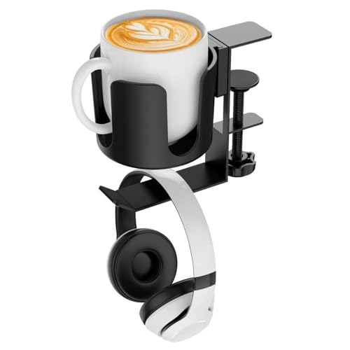 HASTHIP® 2 in 1 Headphone Hanger with Desk Cup Holder