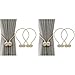 HASTHIP Curtain Tiebacks for Home and Office with Strong Magnetic Clips and 16 in Rope | Gray Beige Woven Pack of 2