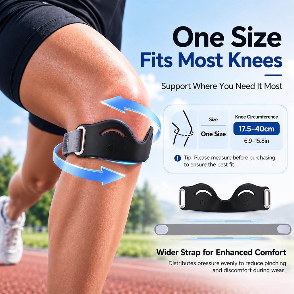 HASTHIP 2Pcs Patella Knee Support Strap with Adjustable Compression and Silicone Cushioning