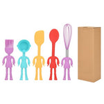 HASTHIP® Human Shaped Kitchen Utensils Set 5 Piece Non Stick Heat Resistant Baking Tools Kitchen Gadgets Silicone Cute Utensils, Dishwasher Easy Clean