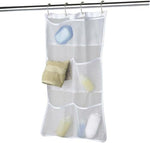 HASTHIP® Bathroom Organizer Bag 6-Pocket Mesh Hanging Organizer for Shower Curtain Rod Mesh Shower Organizer Bag Quick Dry Mesh Shower Organizer Space Saving Bathroom Organizer Pouch