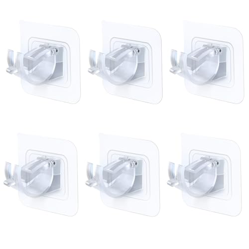 HASTHIP® 6pcs Wall Curtain Holder, Curtain Rod Holder, Self Adhesive Hook, Curtain Rod Bracket Curtain Brackets for 1 inch Diameter Curtain Rodsfor Bathroom Kitchen Home Bathroom and Hotel