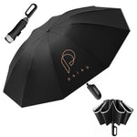 HASTHIP® Large Umbrella for Men Women with Reflective Strap,50'' Automatic Open/Close Windproof Travel Folding Umbrella,Reinforced 10 Dual Ribs 99 UV Protection with Carabiner Handle