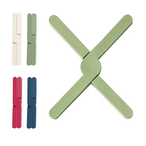 HASTHIP® 4Pcs Kitchen Silicone Trivets Folding Silicone Insulation Trivets Colorful Pot Insulation Bars Crossing Design Heat-resistant Table Protector Bars for Pots, Pan, Soup Bowls