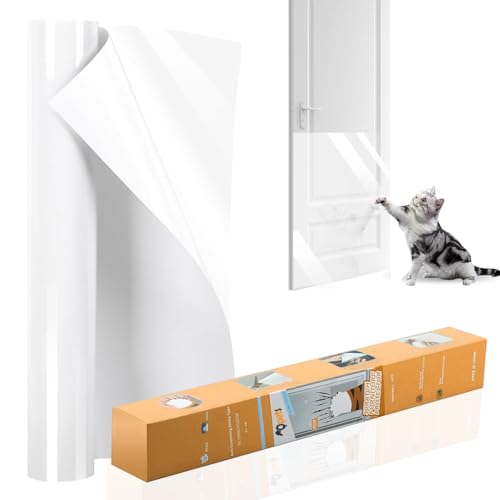 HASTHIP® Cat Scratch Furniture Protector Tape, Extra-Thick Clear Adhesive Guard for Leather & Wooden Surfaces, Couch & Sofa Shield, Claw Resistant Vinyl Sheet 45x300cm