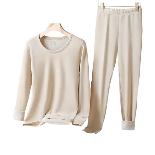 HASTHIP® Conjunto de ropa interior térmica para mujer, calzoncillos largos, capa base superior e inferior
