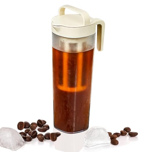 HASTHIP® 1100ml Cold Brew Glass Jar with Handle Portable Cold Brew Coffee Cup Food-grade PP Cold Brew Iced Coffee Maker with Filter Cold Brew Iced Coffee Maker