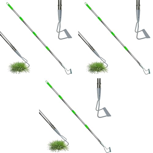 HASTHIP® Gardening Grass Puller Tool Garden Hoe 1.6M Manual Weed Remover with Long Handle Agriculture Weed Puller for Lawn Removing Loosening Soil 3 PCS