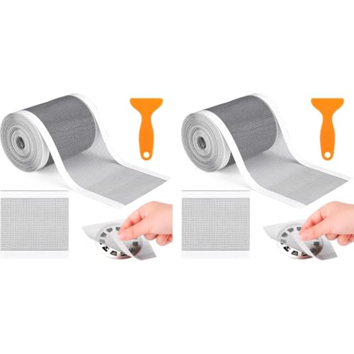 HASTHIP® 1 Roll Kitchen Sink Strainer Steel Hair Catcher Shower Drain Cover Cuttable PVC Mesh Stickers for Bathroom 13 Feet 4.72 Inches Width 2 PCS