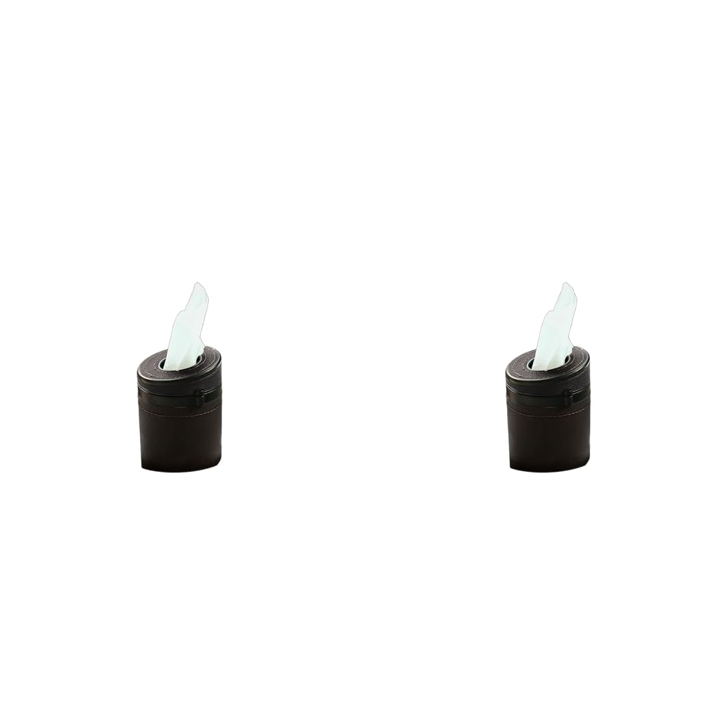 HASTHIP Car Tissue Paper Holder for Cup Holder with 2.63 in Round Design | PU Leather 2PCS