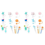 HASTHIP® 12PCS Silicone Straw Tips Cap Lids Anti-dust Caps Toppers for Reusable Drinking Straw Cute Dust-Proof Plug for 6-8 mm