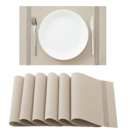 HASTHIP® Manteles Individuales Juego de 6 para Mesa de Cocina,Resistentes al Calor,Lavables y Fáciles Limpiar Decoración Moderna para Comedor