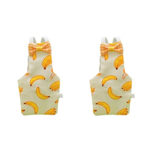 HASTHIP® 2-Pack Small Parrot & Budgie Flight Suits with Adorable Bow and Banana Prints, Lightweight Comfortable Bird Apparel with Elastic Straps, Washable Reusable Design