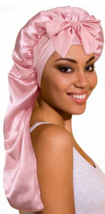 HASTHIP® Gorro de Seda Natural 22 Momme para Dormir Mujeres,Sombrero Ajustable de Doble Capa Seda Mora,Protege Cabello Largo Rizos y Trenzas Disminuye el Frizz y Conserva el Brillo Rosa