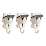 HASTHIP® 3Pcs Cat Wall Hooks PVC Cartoon Cat Tail Hooks Adhesive Wall Hooks Towel Hooks Home Decor Utility Hooks for Kitchen, Wardrobe, Door, Bathroom